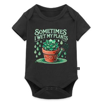 Manchmal befeuchte ich meine Pflanzen - Baby Premium Kurzarmbody - Schwarz - Vorne