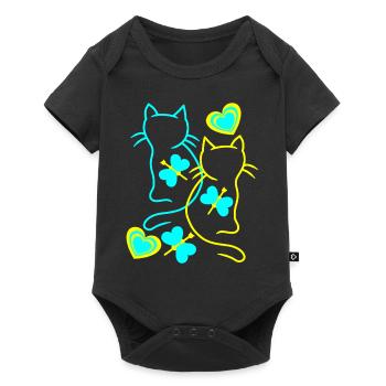 Chats Chat Rétro Vintage Kitten Chat Porte - Body à manches courtes Premium Bébé - noir - Devant