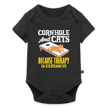 Cornhole et amoureux des chats - Body à manches courtes Premium Bébé - noir - Devant