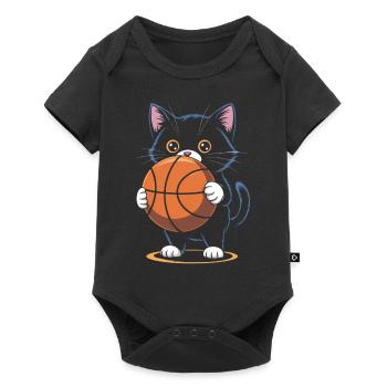 Chat de basket-ball drôle cadeau de basket-ball - Body à manches courtes Premium Bébé - noir - Devant