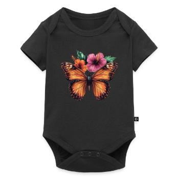 Butterfly with flowers - Baby Premium short-sleeve bodysuit - black - Front