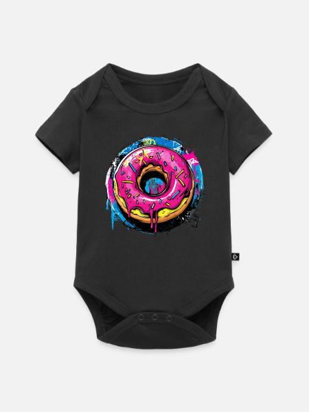Donut im Graffiti Stil - Baby Premium Kurzarmbody - Schwarz