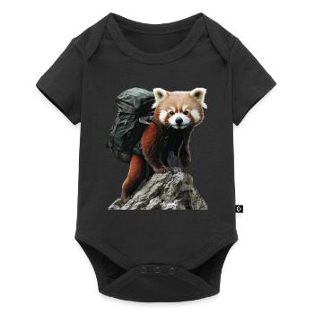 Roter Panda - Baby Premium Kurzarmbody - Schwarz - Vorne