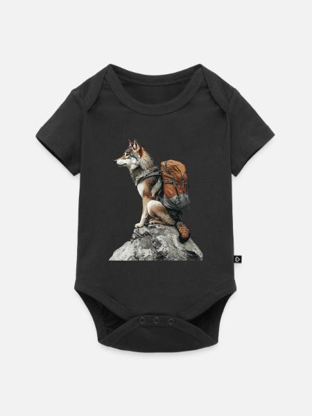 Wolf - Baby Premium Kurzarmbody - Schwarz