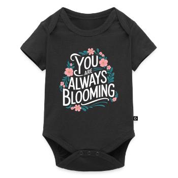 Du Blühst Immer Auf Blumenmotiv - Baby Premium Kurzarmbody - Schwarz - Vorne