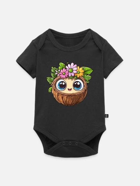 Kokosnuss mit Blumenkrone - Baby Premium Kurzarmbody - Schwarz