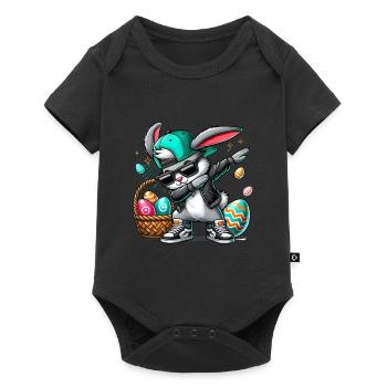 Stylish bunny with Easter basket - Baby Premium short-sleeve bodysuit - black - Front