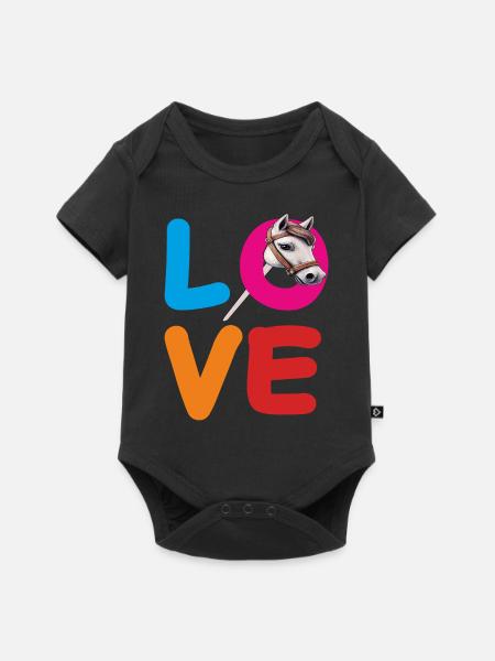 LOVE STECKENPFERD - Baby Premium Kurzarmbody - Schwarz