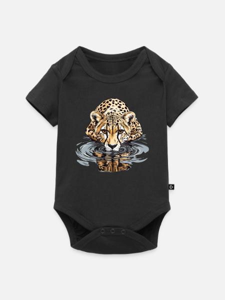 Gepard am Wasser - Baby Premium Kurzarmbody - Schwarz
