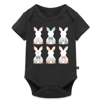 Easter Flower Bunnies Vintage Cottagecore Style - Baby Premium short-sleeve bodysuit - black - Front