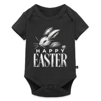 Lapin de Pâques Vintage Joyeuses Pâques Graphique - Body à manches courtes Premium Bébé - noir - Devant