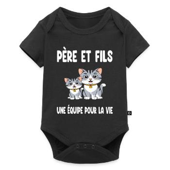 Father and Son Cat Dad Duo Matching Father's Day - Baby Premium short-sleeve bodysuit - black - Front