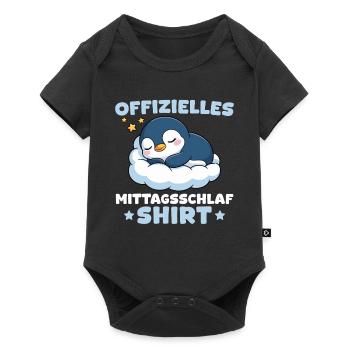 Mittagsschlaf Shirt - Schlafender Pinguin - Baby Premium Kurzarmbody - Schwarz - Vorne