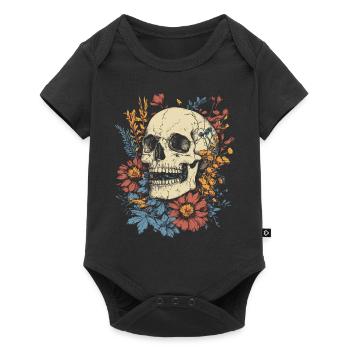 Vintage Skull with Wildflowers - Baby Premium short-sleeve bodysuit - black - Front