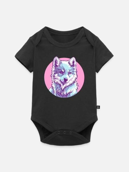 Arktischer Wolf in Rosa - Baby Premium Kurzarmbody - Schwarz