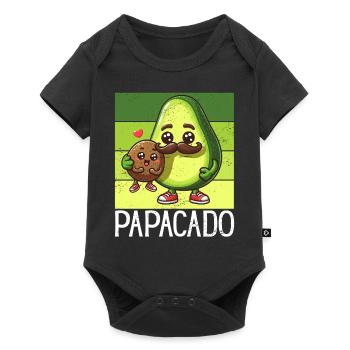 Papacado Avocado Papa Vatertag Vater Vaterschaft - Baby Premium Kurzarmbody - Schwarz - Vorne
