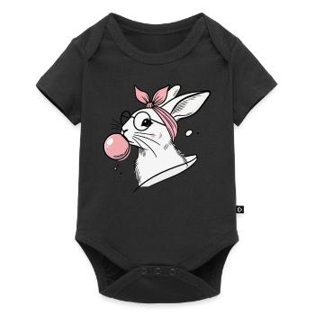 Lapin de Pâques avec bulle de chewing-gum en rétro vintage - Body à manches courtes Premium Bébé - noir - Devant