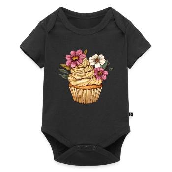 Cupcake with floral decoration - Baby Premium short-sleeve bodysuit - black - Front