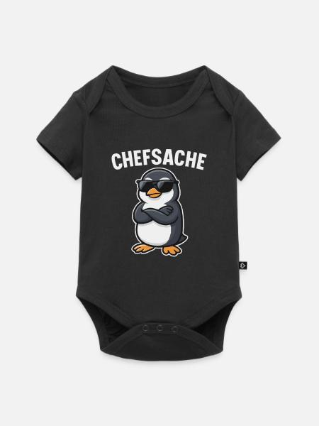 Chefsache Pinguin - Baby Premium Kurzarmbody - Schwarz