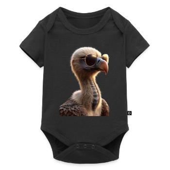 Geier Greifvogel Aasgeier Vulture Süßer Geier - Baby Premium Kurzarmbody - Schwarz - Vorne