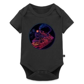 Neon train at night - Baby Premium short-sleeve bodysuit - black - Front