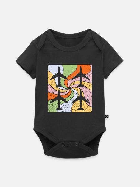 Mandala Flugzeuge Muster - Baby Premium Kurzarmbody - Schwarz