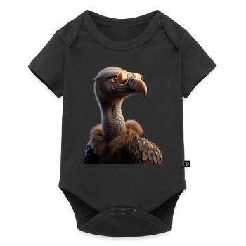 Geier Greifvogel Aasgeier Vulture Süßer Geier - Baby Premium Kurzarmbody - Schwarz - Vorne