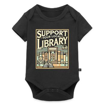 Unterstützen Sie Ihre lokale Bibliothek - Baby Premium Kurzarmbody - Schwarz - Vorne