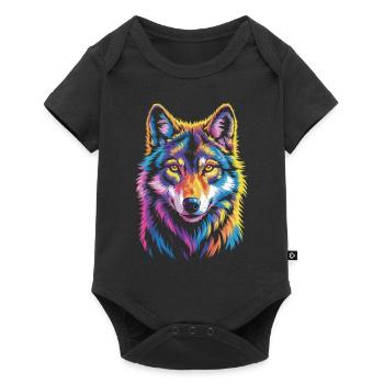 Colorful wolf – wild and free - Baby Premium short-sleeve bodysuit - black - Front