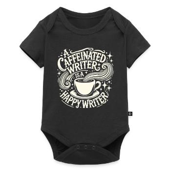 Ein koffeinhaltiger Autor ist ein glücklicher - Baby Premium Kurzarmbody - Schwarz - Vorne