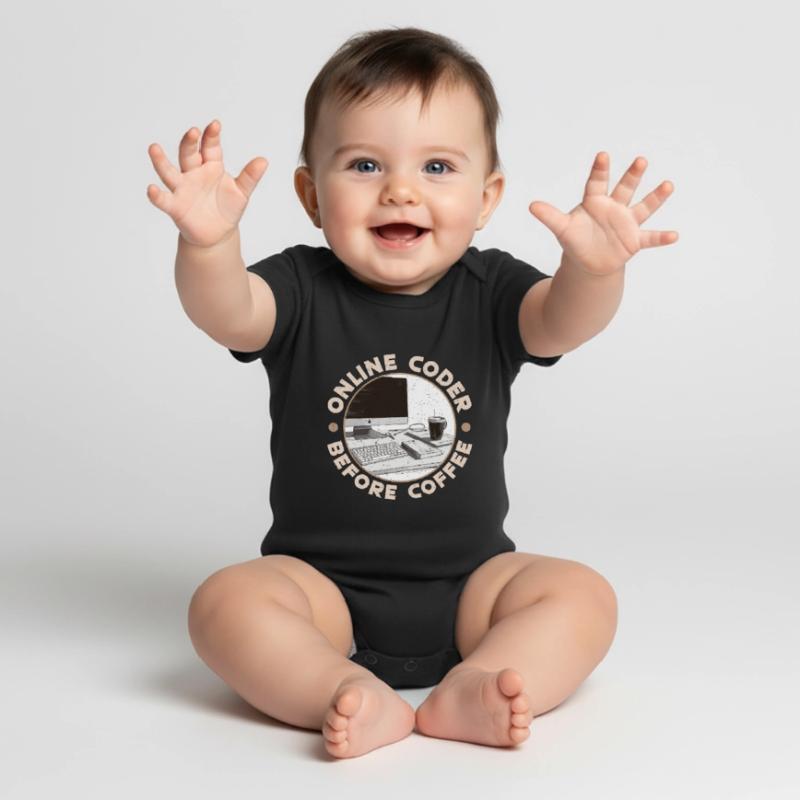 Online Coder Before Coffee Developer Coffee Lover Baby Premium Kurzarmbody