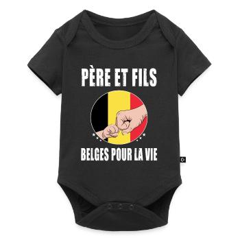 père et fils belgique belge papa - Body à manches courtes Premium Bébé - noir - Devant