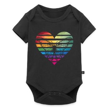 Freedom in the heart with butterfly - Baby Premium short-sleeve bodysuit - black - Front