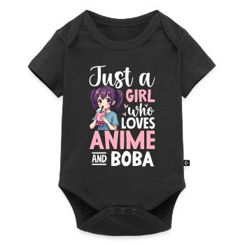 Juste une fille qui aime le thé Boba d’anime - Body à manches courtes Premium Bébé - noir - Devant