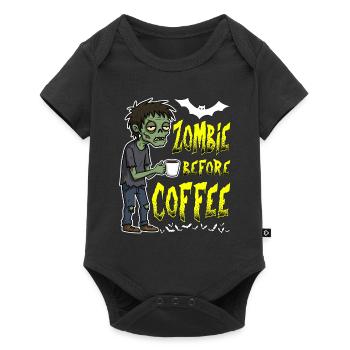 ZOMBIE VOR DEM KAFFEE - HALLOWEEN GESCHENK - Baby Premium Kurzarmbody - Schwarz - Vorne