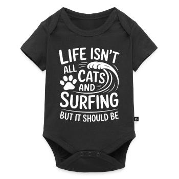 Surfing Saying Cats Funny Surfing Gift - Baby Premium short-sleeve bodysuit - black - Front