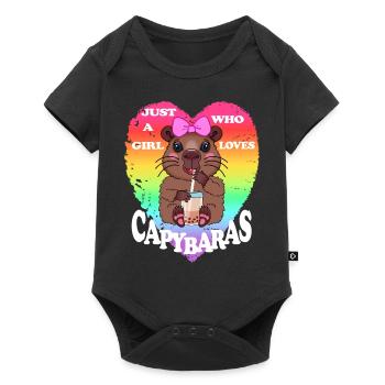 Capybara Bubble tea - Baby Premium Kurzarmbody - Schwarz - Vorne