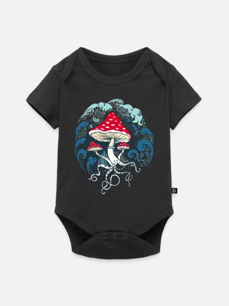 Fliegenpilz Fliegenpilze - Baby Premium Kurzarmbody - Schwarz
