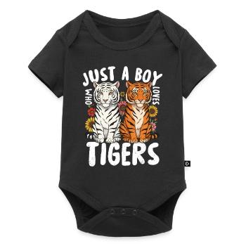 Just a Boy Who Loves Tigers - Baby Premium Kurzarmbody - Schwarz - Vorne