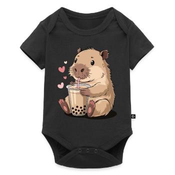 Cute Guinea Pig Bubble Tea Sweet - Baby Premium short-sleeve bodysuit - black - Front