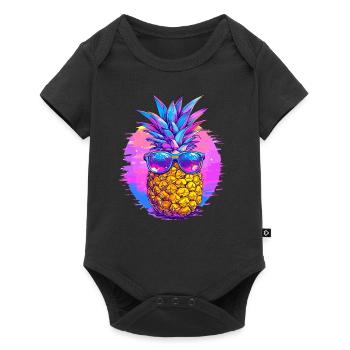 Pineapple with retro sunglasses - Baby Premium short-sleeve bodysuit - black - Front