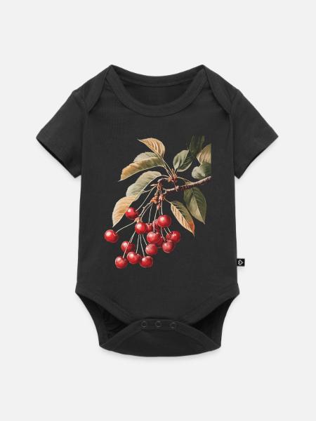 Kirsche - Baby Premium Kurzarmbody - Schwarz