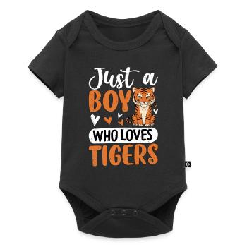 Just a Boy Who Loves Tigers - Baby Premium Kurzarmbody - Schwarz - Vorne