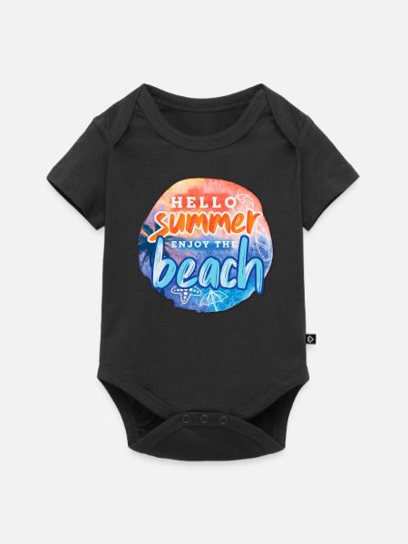 Hello Summer Beach - Baby Premium Kurzarmbody - Schwarz