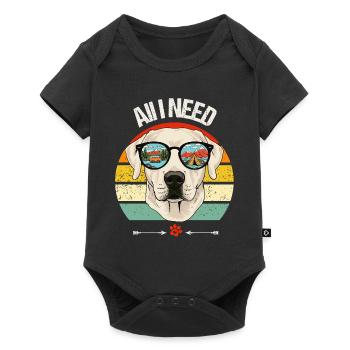 Camping Camper Labrador Dog Campsite Caravan - Baby Premium short-sleeve bodysuit - black - Front