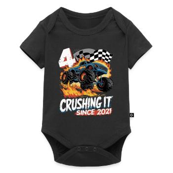 Monster Truck du 4e anniversaire – L’écraser 2021 - Body à manches courtes Premium Bébé - noir - Devant