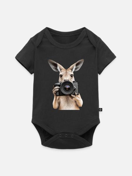 Känguru - Baby Premium Kurzarmbody - Schwarz