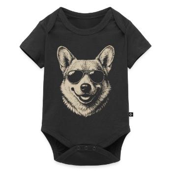 Dog Welsch Corgi Portrait Glasses Vintage Graphic - Baby Premium short-sleeve bodysuit - black - Front