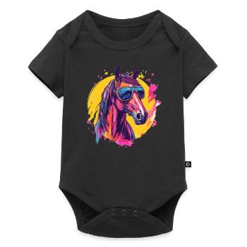 Stylish horse with sunglasses - Baby Premium short-sleeve bodysuit - black - Front