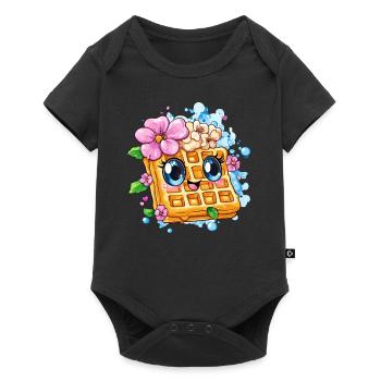 Gaufre avec joie de fleur - Body à manches courtes Premium Bébé - noir - Devant